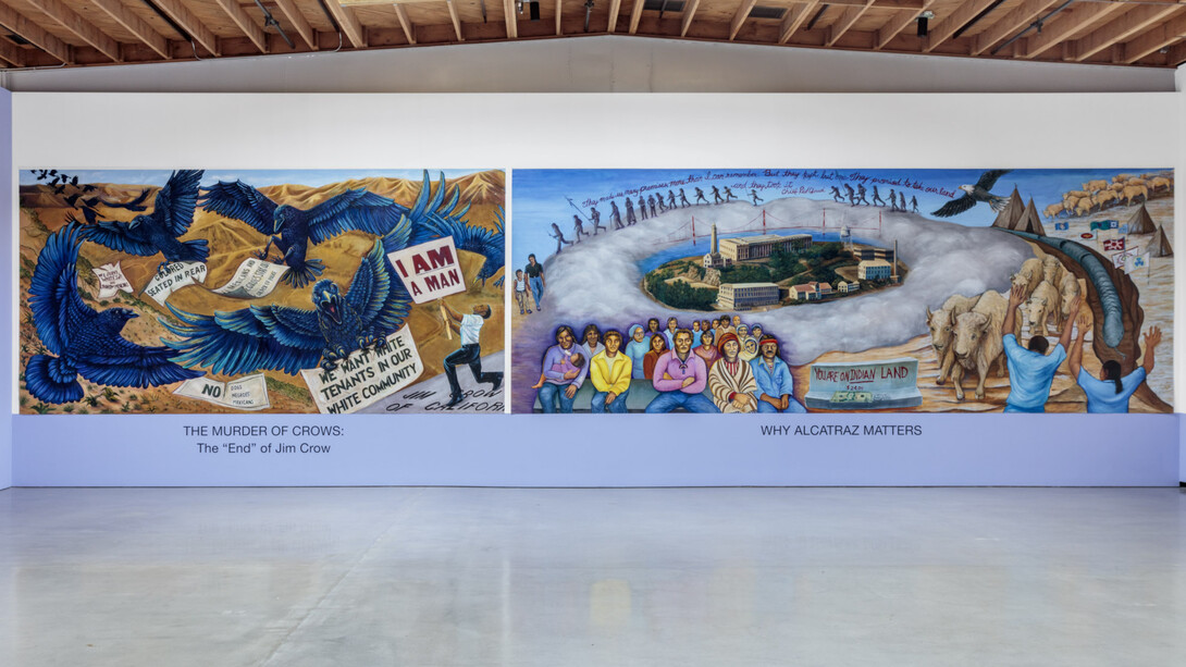 Judith F. Baca, The Great Wall of Los Angeles, 2023, installation view, photo by Joshua White. Courtesy of the artist and Jeffrey Deitch, Los Angeles