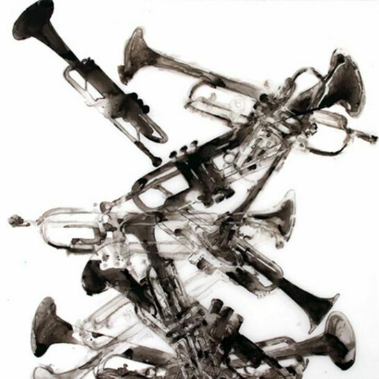 Katina Huston, Trumpet Cascade, 2010, Ink on mylar, 46 x 42 inches