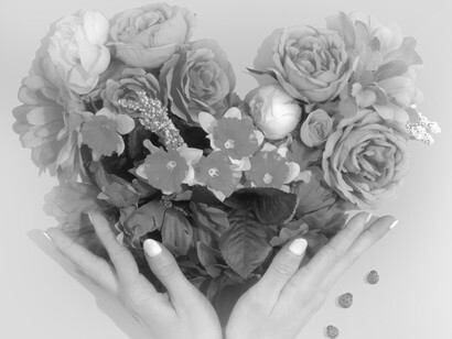 Floral bouquet shaped like a heart