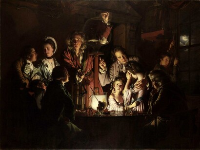  Joseph Wright of Derby. "An Experiment on a Bird in the Air Pump". Oil on canvas, 1768