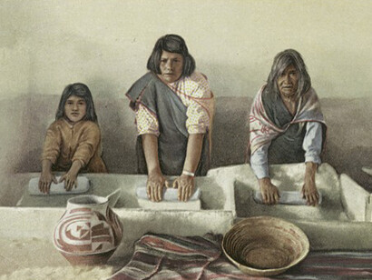 Moliendo maíz, Pueblo Laguna, Nuevo México