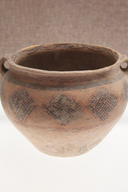 Exhibit of Neolithic pottery at the Xinyang City Museum, Henan Province, China