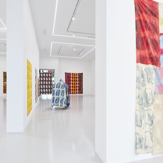 Claude Viallat, Sa forme a soixante ans, vue de l'exposition. Avec l'aimable autorisation de Ceysson et Bénétière