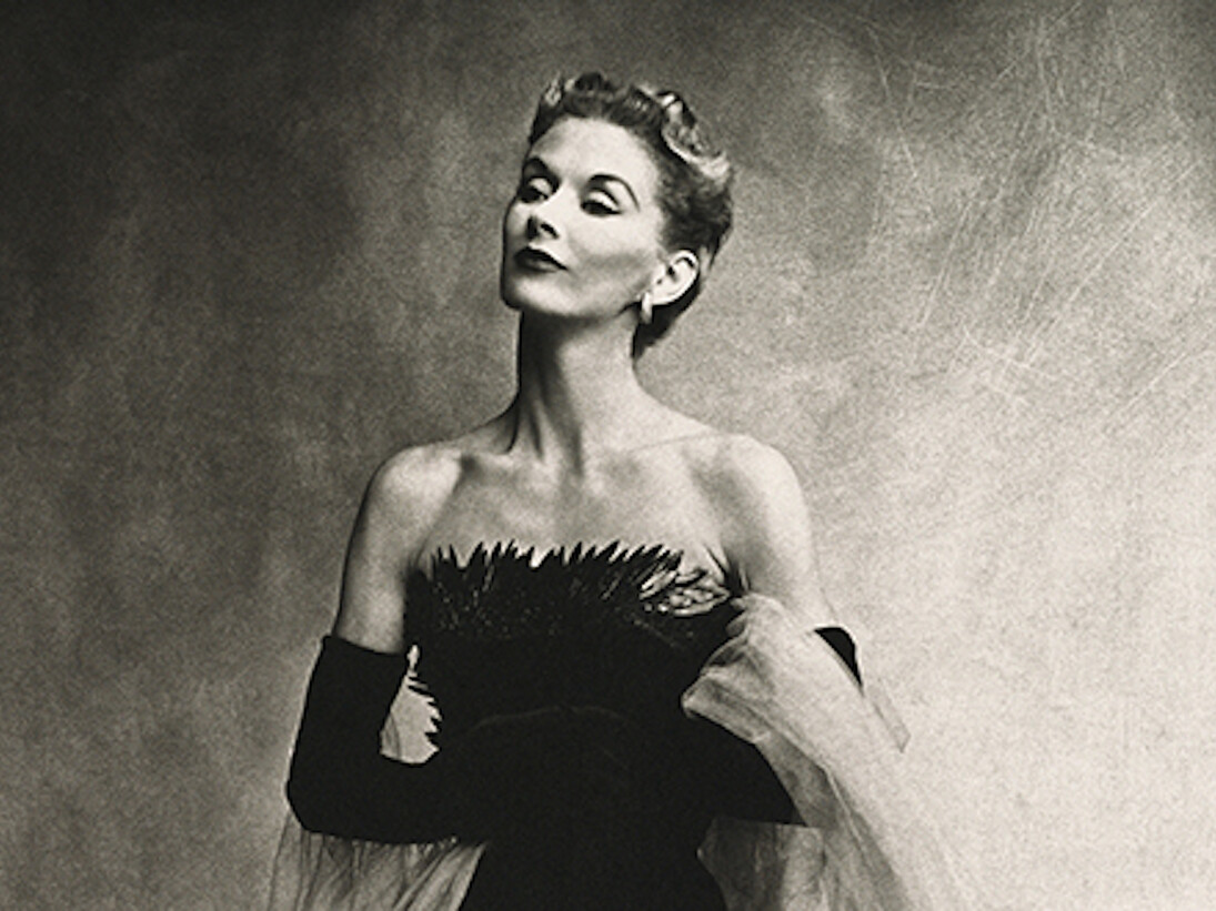 Irving Penn (American, 1917–2009), Rochas Mermaid Dress (Lisa Fonssagrives-Penn), Paris, 1950, Platinum, palladium print, 1980, 19 ⅞ × 19 ¾ in. (50.5 × 50.2 cm). Promised Gift of The Irving Penn Foundation to The Metropolitan Museum of Art, New York © Condé Nast Publications, Inc.