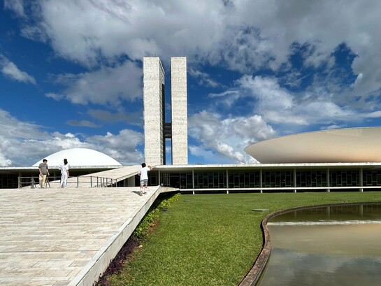 The National Congress in Brasília, Brazil, representing the nation's democratic institutions during a period of political transition