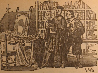 Illustrazione tratta da "I promessi sposi", Renzo da Azzeccagarbugli, capitolo 3. Francesco Gonin, edizione 1840