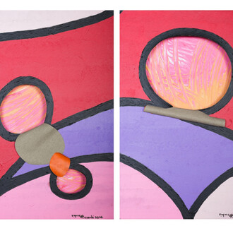 Andrea Rizzardi Recchia, Traiettorie Sinaptiche 19, dittico, cad 50 x 70 cm, tecnica mista