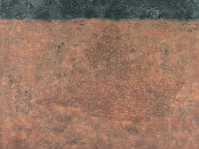 Wang Ai, Mechanical mountain, 2015, 106 x 136 cm, Mixed technique on rice paper