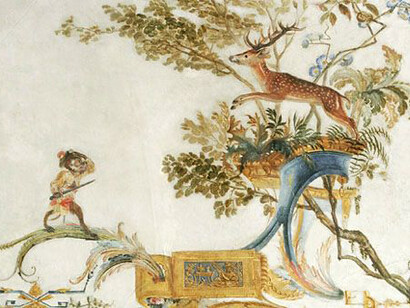 Grande Singerie du Château de Chantilly. Detail of the wallpaper