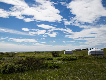 Yurts on the Island of Traustholtshólmi. Photo by Lilja Jons