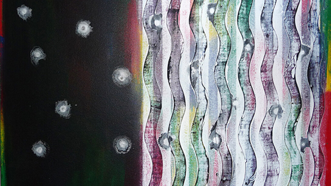 Perez Celis, Aureolas, Miami 1999, Mixed Media, 28" x 36". Courtesy of The Anita Shapolsky Gallery