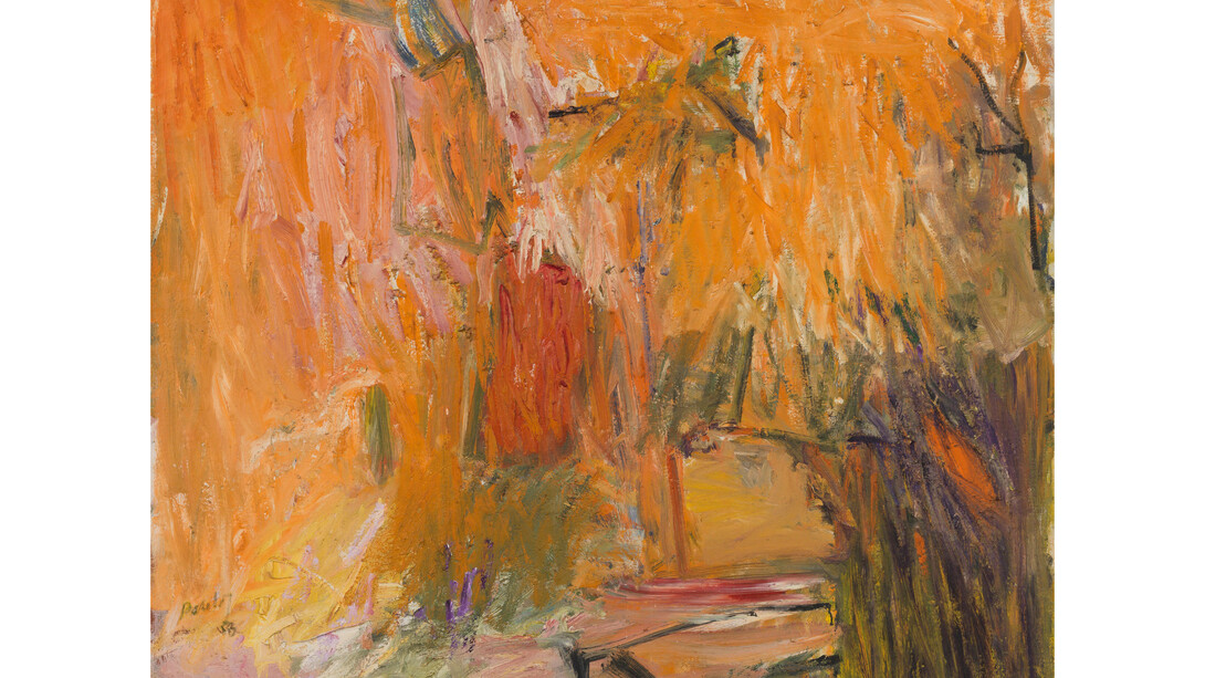 Pat Passlof, Promenade for a Bachelor, 1958, oil on linen, 68 x 68 inches