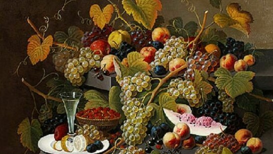 Severin Roesen (1816-1872), Two-Tiered Still Life of Fruit, about 1857-1872, Oil on canvas, 30 x 40 in.