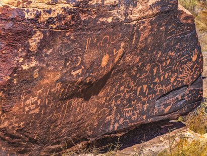 Prehistoric cave paintings and ancient rock art in Namibia, South Africa, showcasing early human artistic expression