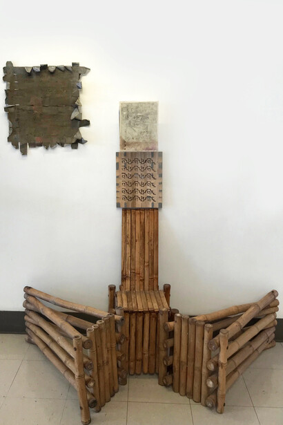 Obra de Rolando Castellón en «Mayinca Textil», galería de la escuela Casa del Artista