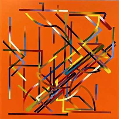 Fabián Burgos, Kasparov VS Ponomariov, 2021, acrylic on canvas, 51 1/5×51 1/5 ×1 1/5 inches. Courtesy the artist and Pablo Bogdan Gallery
