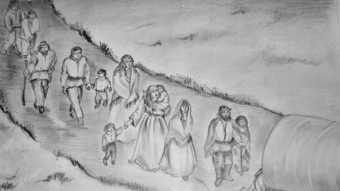 Disegno di Rasim Sejdić, "La carovana"