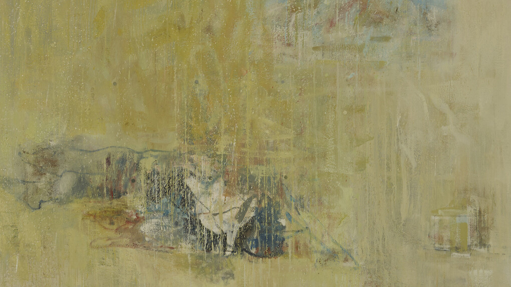 Cesare Lucchini, internal - the fall, 2014, olio su tela, 166,5 x 237 cm