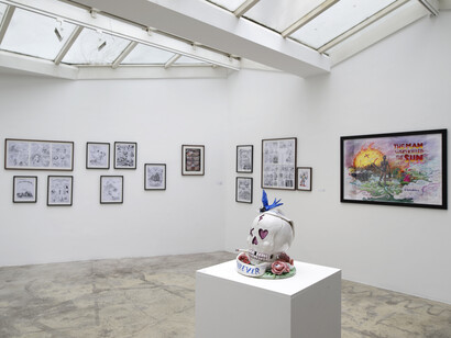 Exhibition View, Winshluss “Pas la peine de pleurer, personne ne te regarde…”, Galerie GP & N Vallois, Paris, 29.05.2015 – 11.07.2015, Courtesy Galerie GP & N Vallois, Paris, Photo : Aurélien Mole