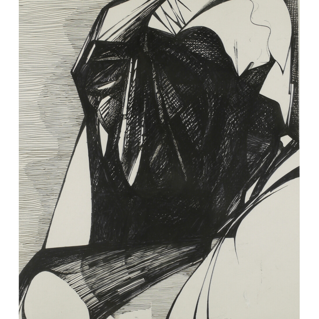 Ibrahim El Salahi, Polythene ghost. 2007, Indian ink on paper, 12.75x11 inches, 32.5x28cm, courtesy Skoto Gallery