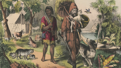 "Robinson Crusoe and his man Friday", 1874