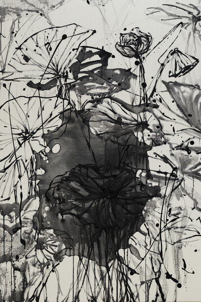 Jeana Zhenyu Zhang, Leaves to dust (detail), 2026. Courtesy of VillageOneArt