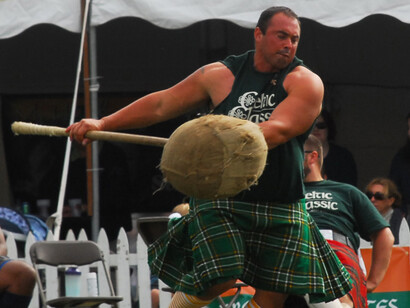 Escocia. Lanzamiento de martillo escocés en los Highlands games