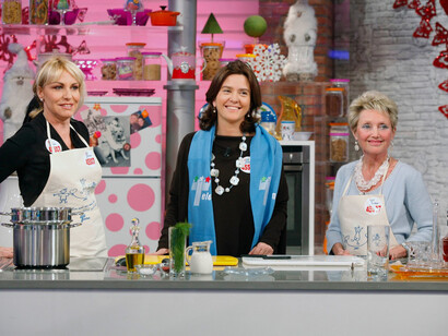 Francesca Pasinelli durante una trasmissione televisiva