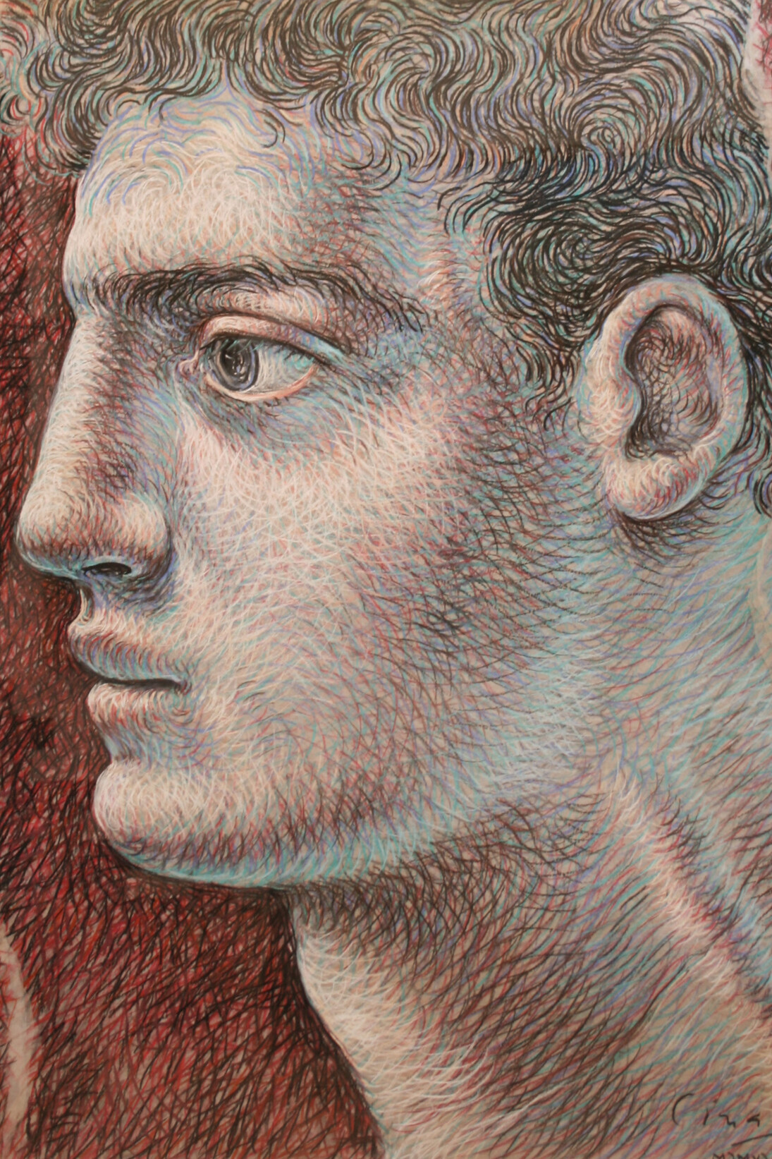 Ricardo Cinalli, Head, 1994, Pencil on tissue paper layers, 98 x 85 cm