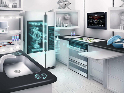 Cocina en un hogar inteligente
