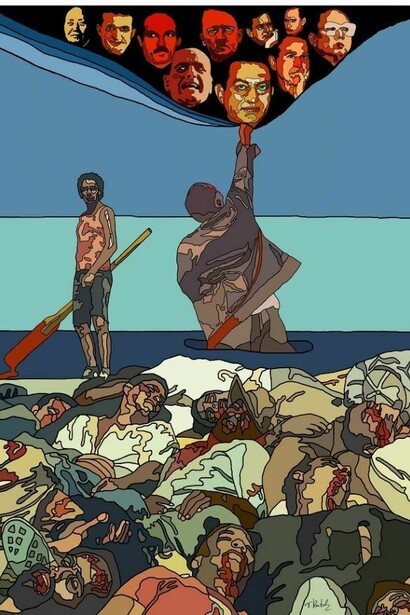Torsten Krutsch: "Im Namen des Wahnsinns", nach Konstantin Wecker, Dispersion auf Holz, 70 x 100cm, 2012