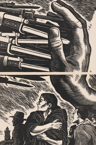 Alberto Beltrán and Elizabeth Catlett, Untitled (Composition for a Peace Poster) (detail), about 1950. Courtesy of the Art Institute of Chicago