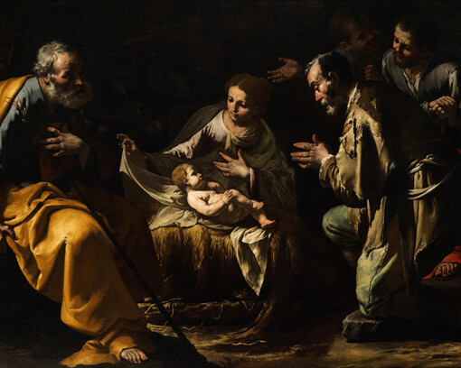 Maître de l'Annonce aux bergers | Meister der Verkündigung an die Hirten | Master of the Annunciation to the Shepherds (actif à Naples vers 1630-1650), L'adoration des bergers | Die Anbetung der Hirten | The Adoration of the Shepherds, vers | um | c. 1612-30, huile sur toile | Öl auf Leinwand | oil on canvas, 125 x 175,5 cm, collection privée | Privatsammlung | private collection © Colnaghi Foundation