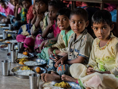 Children in India suffer from world hunger issues caused by climate change, the financial crisis of the world and environmental issues