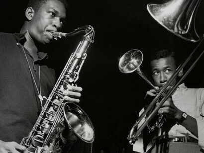 John Coltrane e Lee Morgan in sala di registrazione