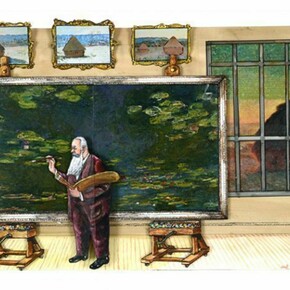 Red Grooms, Only an Eye, but What a Beard! (Claude Monet), 2013, watercolor, ink and magazine page mounted on illustration board
17 x 25 1/4 x 1 inches