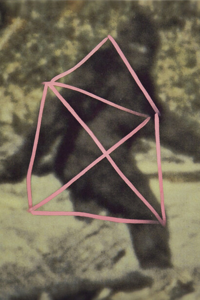 Yeti, Benjamin Cohen, 2015, oil over printed image on half panama, 60 x 50 cm