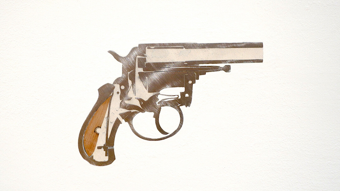 Oliver Beer, British Bulldog (Second half), 2014. Half gun, metal, plaster