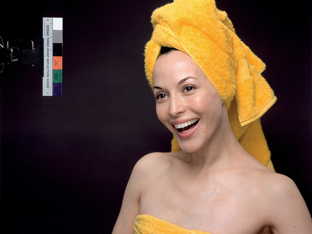 Christopher Williams, Kodak Three Point Reflection Guide, © 1968 Eastman Kodak Company, 1968, (Meiko laughing), Vancouver, B.C., April 6, 2005, 2005, Ringier Collection, Switzerland, Image courtesy Galerie Gisela Capitain, Cologne and David Zwirner, New York/London