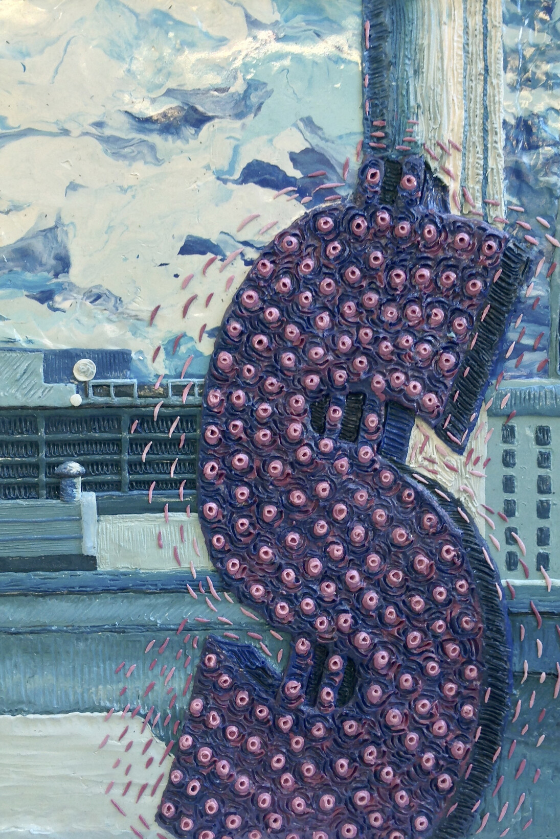 Henry Hudson, Plate 6, The After Party (detail), varnished plasticine on board, 183 by 245 cm.; 72 by 96½in.
Executed in 2014