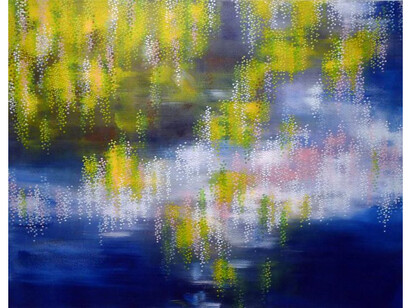 Hosook Kang, Pond, 2014, acrylic on canvas, 53
x 69 inches/134.6 x 175.3 cm