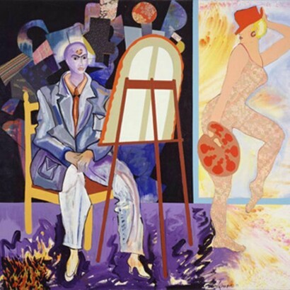 Miriam Schapiro, "Time," 1988-91, Acrylic, Fabric and Femmage on Canvas, 82 x 90 inches
