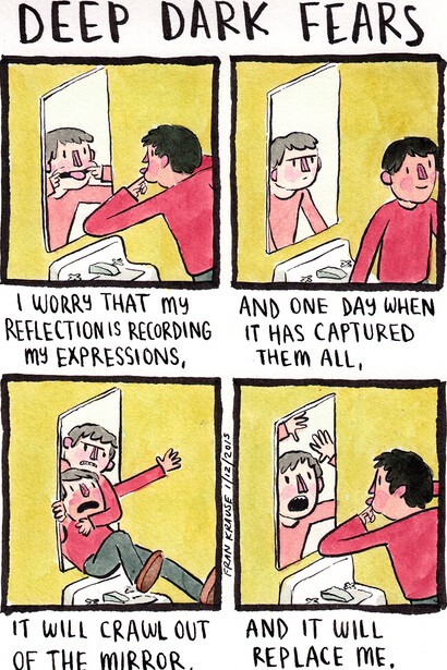 ... ser atacado pelo reflexo no espelho...