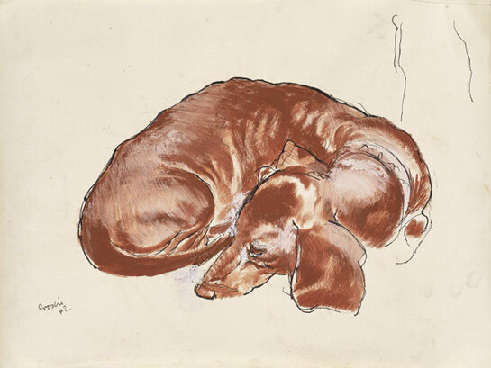 William Crosbie, Red Dachshund Sleeping, 1942