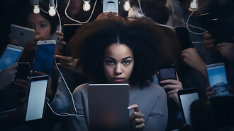 Person with anxiety induced by social media