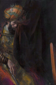 Saul and David (playing the harp), Rembrandt (around 1650)