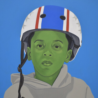 Clarence Heyward, No Dream Too Big, No Dreamer Too Small, acrylic on canvas, 20x20 inches unframed. Courtesy the artist and Turner Carroll Gallery