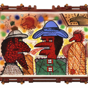 Untitled, 2003, mixed media on paper with artist designed frame, 39 x 52 1/2 x 3 1/4 inches.  Courtesy of Brian Gross Fine Art