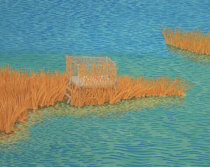 Alan Bray, Blind, 2014, casein tempera on panel, 16x20x2. Courtesy of Garvey|Simon