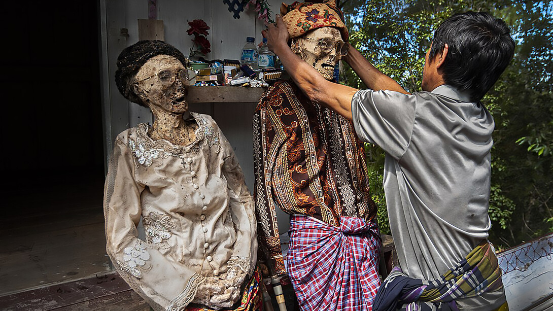 The Ma'nene Ritual is a traditional ceremony in Tana Toraja where the bodies of ancestral family members are exhumed, carefully cleaned, and dressed in new clothes as a way to honor and show respect for the deceased